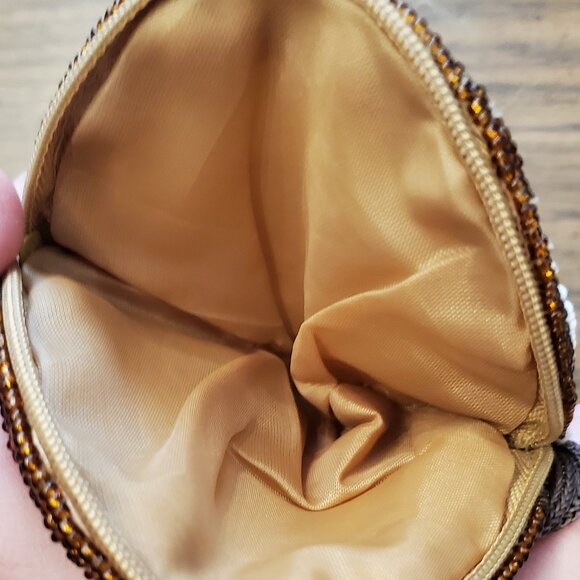 Beaded Soccer Ball Zipper Style Coin Purse w/ strap - Picture 3 of 6